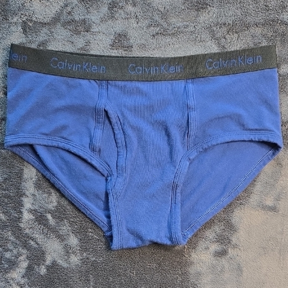 Calvin Klein Blue Low-Rise Briefs with Elastic Waistband - Picture 1 of 5